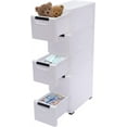 thumbnail image 1 of 5 Tier Plastic Drawers Narrow Dresser Storage Cabinet, Mobile Stackable Clothes Storage Tower, Suitable for Home, Office, Bedroom Storage Cabinet, 7.87 * 15.75 * 33.07in (White), 1 of 18