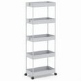 thumbnail image 1 of LLMRR 5 Tier Rolling Storage Cart, Bathroom Storage Cart with Lockable Wheels, Storage Organizer, Mobile Shelving Unit Cart for Bathroom, Laundry Room, Kitchen and Office, Gray, 1 of 9