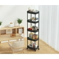 thumbnail image 1 of 5-Tier Plastic Rolling Utility Cart with Wheels, Multi-Functional Storage Trolley for Office, Living Room, Kitchen, Movable Storage Organizer, Black, 1 of 7