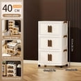 thumbnail image 1 of 5 Tier Plastic Storage Bins With Lids - Folding Storage Cabinet, Collapsible Stackable Containers With Wheels, Foldable Organizer System For Closet, Bathroom, Home, Office, Dorm, 1 of 26