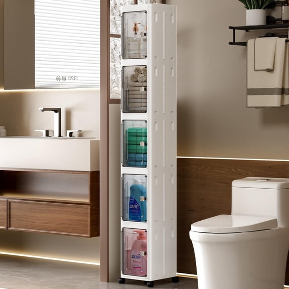 5 Tier Plastic Storage Bins with Lids, Stackable Storage Containers with Wheels, Collapsible Folding Boxes for Home Office Dorm,Kitchen