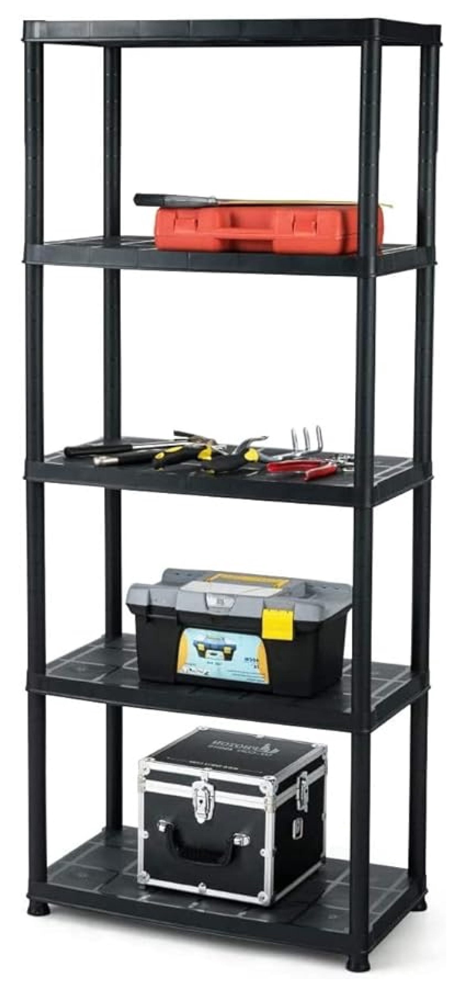 5 Tier Plastic Storage Shelves, Easy to Assemble Garage Rack, Multi-Use ...