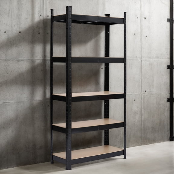 5-Tier Powder Coated Iron Storage Rack, Heavy Duty Household Organizer, 1507530cm, Black