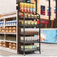 thumbnail image 1 of 5 Tier Retail Display Rack, Metal Storage Shelf Stand for Snacks/Fruits/Tools, Snack Rack with Wheels, Easy Assembly 19.7x10.6x63 inch(Color:Black), 1 of 7