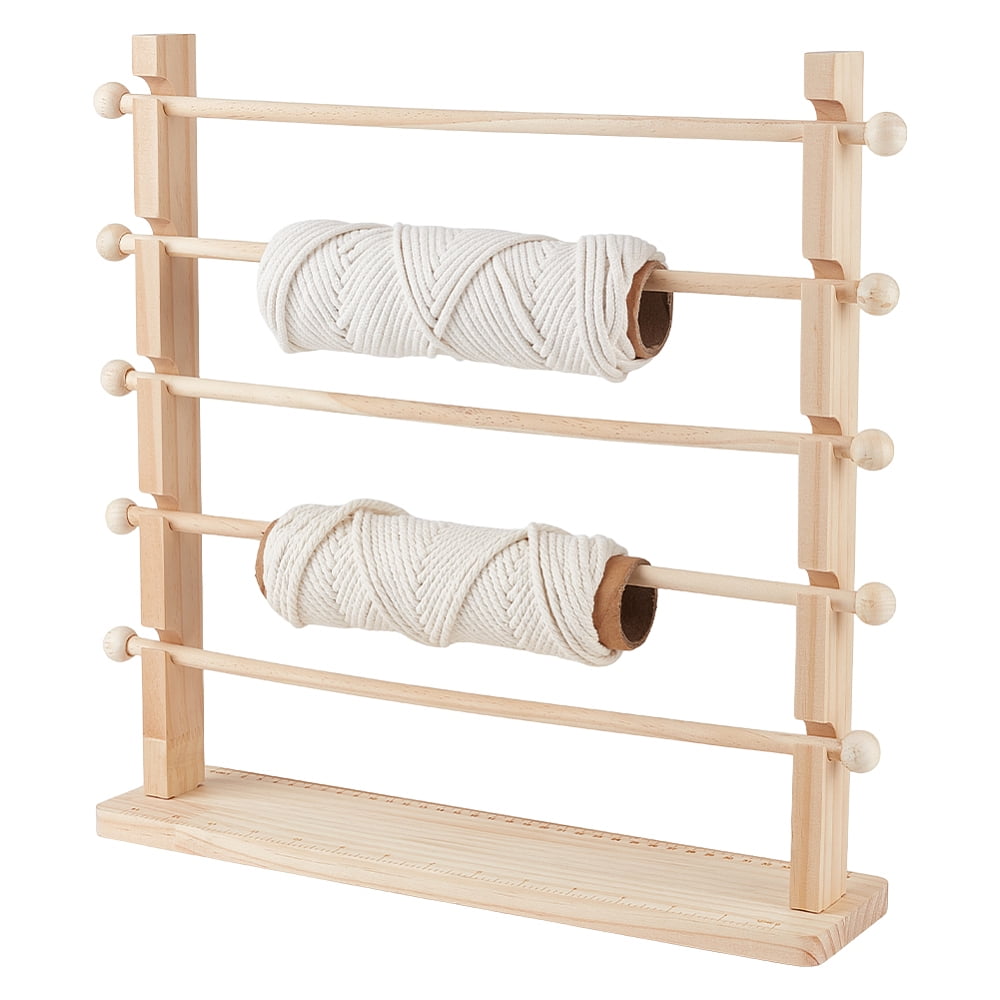 5 Tier Ribbon Holder Organizer Rack Wooden Ribbon Spool Holder Ribbon Organizer for Sewing Craft Wreath Mesh Thread Tape