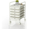 thumbnail image 1 of 5-Tier Rolling Cart with 5 Drawers, Rolling Utility Cart with 2 Lockable Caster Wheels, Multipurpose Mobile Rolling Storage Drawer Cart for Office Bathroom Kitchen, Ivory White, 1 of 9