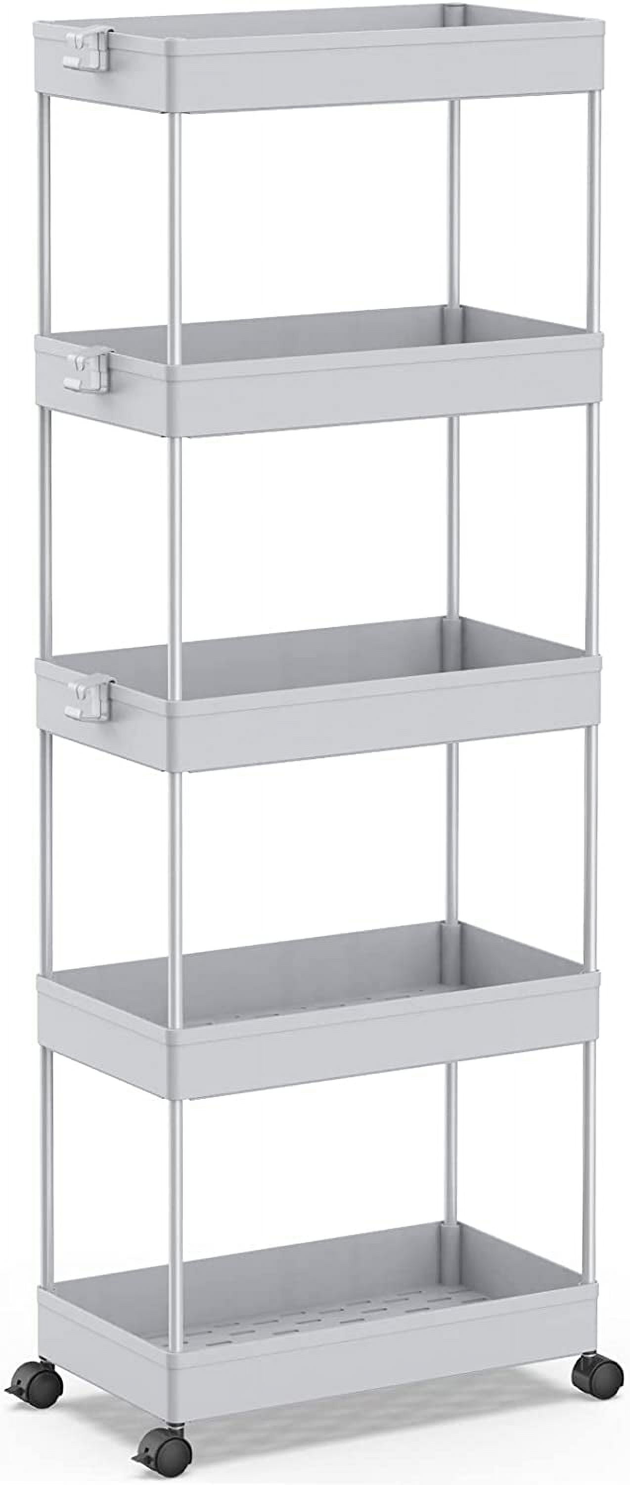 5-Tier Rolling Cart, Bathroom Storage Organizer Utility Cart, Mobile