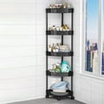 thumbnail image 1 of 5-Tier Rolling Corner Storage Cart with Wheels - Mobile Bathroom, Kitchen, Living Room Organizer for Toiletries & Snacks, White or Black, 13.58x41.34 Inches, 1 of 6