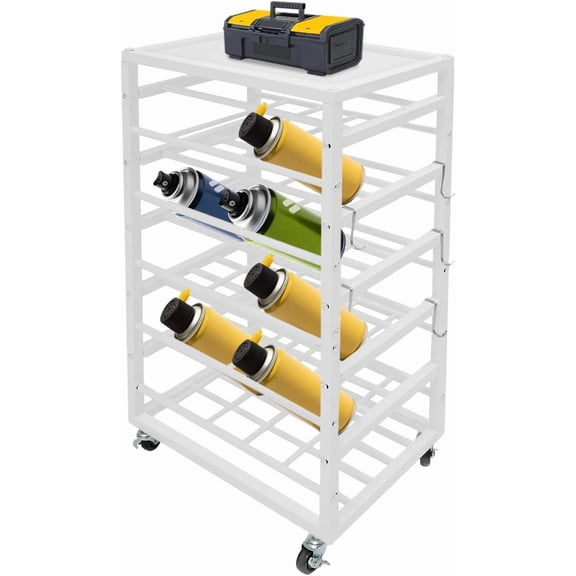 5-Tier Rolling Spray Paint Storage Rack with Wheels & Brakes, 100 lbs Capacity, for Garage, Workshop, Studio