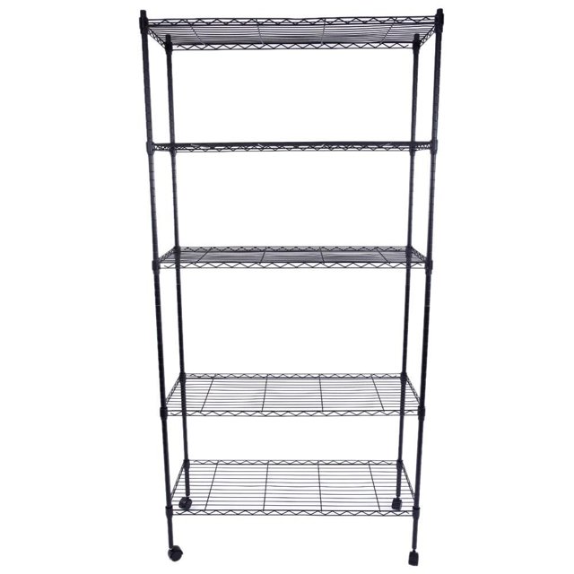 5 Tier Rolling Steel Shelving Unit Wire Shelves Garage Shelving Storage