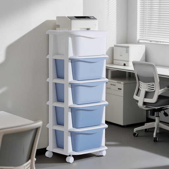 5-Tier Rolling Storage Drawers, Foldable Plastic Organizer with Wheels for Clothes, Books, Snacks & Holiday Decor, Multi-Purpose Stackable Cabinet for Bedroom, Office & Closet Organization