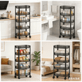 thumbnail image 1 of NOBRAND 5-Tier Black Metal Rolling Utility Cart with Mesh Baskets, Mobile Organizer, 18.4" x 10.1" x 39.8", 1-Count, 1 of 6