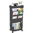 thumbnail image 1 of 5 Tier Rolling Utility Cart Multi-Functional Movable Storage Book Shelves with Lockable Casters for Study Office Kitchen Classroom, Black, 1 of 16