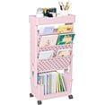 thumbnail image 1 of 5 Tier Rolling Utility Cart Multi-Functional Movable Storage Book Shelves with Lockable Casters for Study Office Kitchen Classroom, Pink, 1 of 16