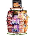 thumbnail image 1 of Chip Display Rack, 360° Rotating Chip Rack Display Stand for Party, 5 Tiers 38 Clips Snack Rack Display Stand with Message Board for Party, Retail, Countertop, Gift for Women Men, 1 of 8