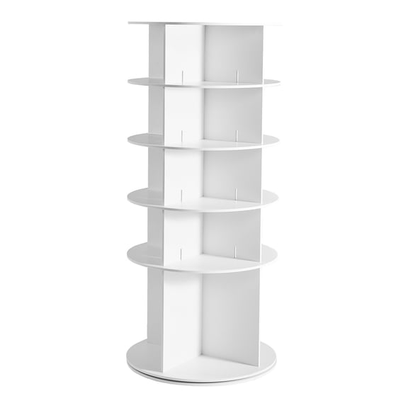 5-Tier Rotating Shoe Rack, 360 Spinning Carousel Storage, Freestanding Lazy Susan Organizer for Closet Entryway Living Room, White
