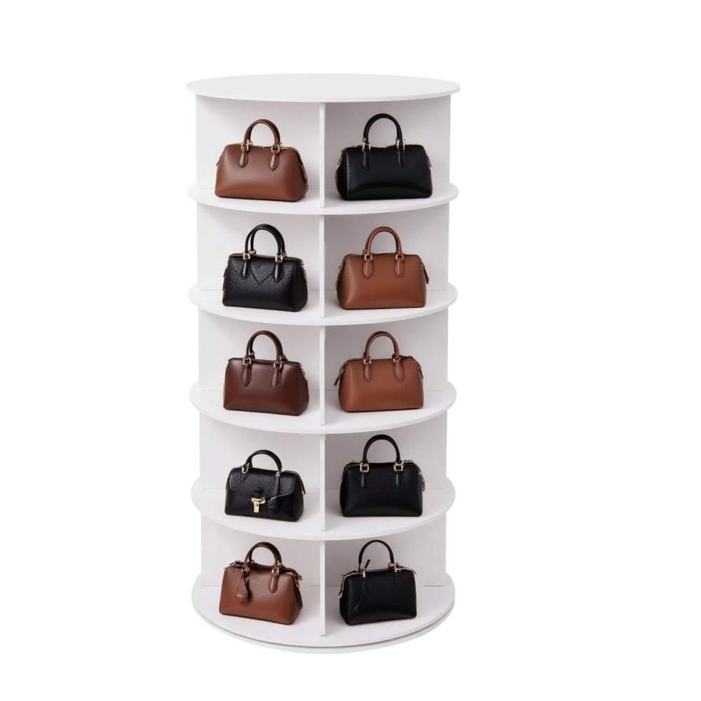 Round Shoe Table Rack 5 Tier Rotating Shoe Rack Tower contains, Shoe Rack Display Lazy Susan ...