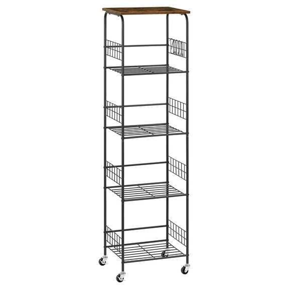 5-Tier Round Tube Wire Storage Rack& 5 Hooks
