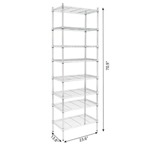 5 Tier Shelf Adjustable Wire Metal Shelving Rack Chrome 23.62"W x 13.78"D x 70.87"H
