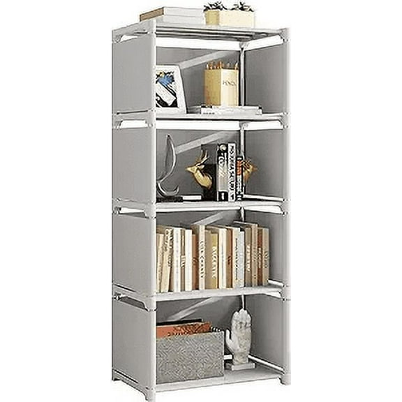 5 Tier Shelf Bookcase,4 Cube Storage Organizer,Open Bookshelves with Adjustable Storage Shelves,Floor Standing Closet Organizers for Bedroom,Living Room,Office,Kitchen,Gray