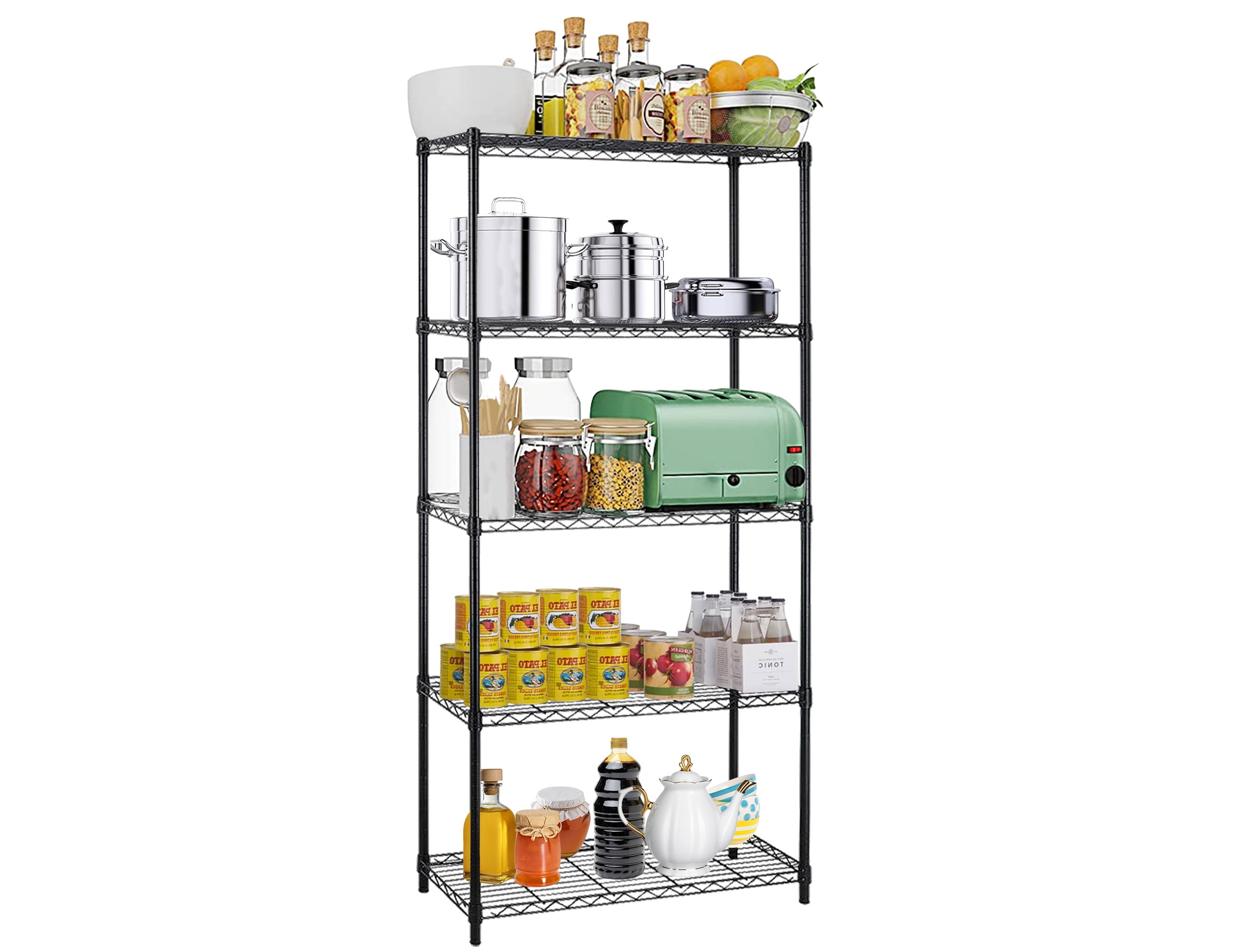 5 Tier Shelf Organizer for Kitchen, 1250lbs Capacity Height Adjustable