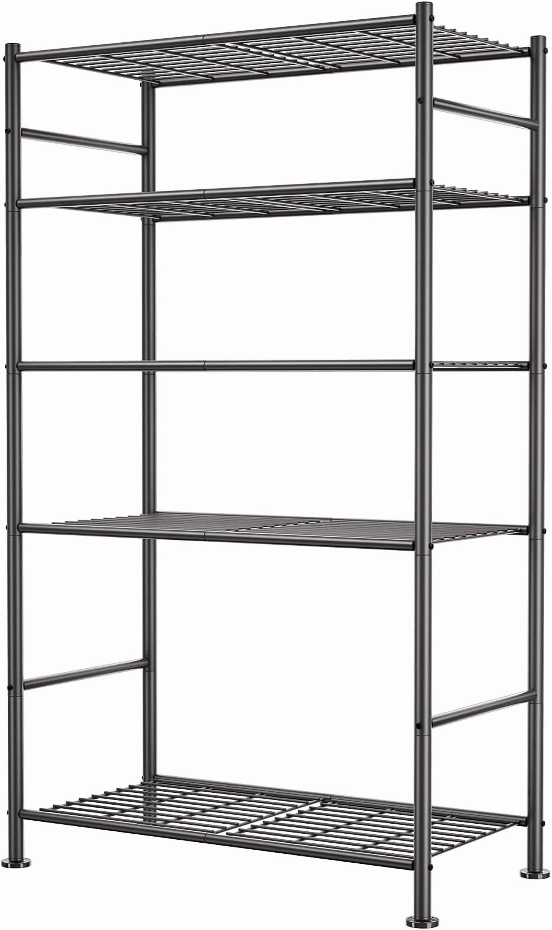 5 Tier Shelf Organizer Rack, Metal Shelving Unit with Adjustable ...