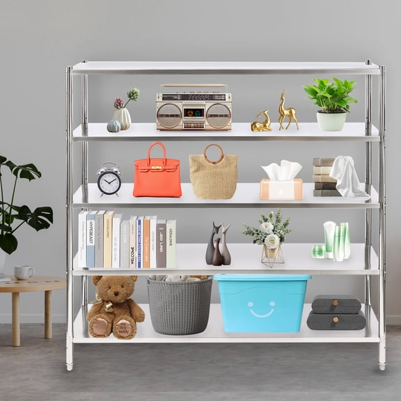 5 Tier Shelf Storage Stainless Steel Heavy Duty Shelving Adjustable Stainless Steel Shelving Anti-slip Wear-resistant