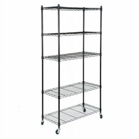 5-Tier Shelves Wire Unit Rack Large Space Storage Rolling with 4 Wheel Casters