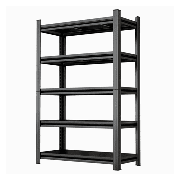 5 Tier Shelving Unit - 2200LBS Heavy Duty Metal Storage Shelves, Adjustable Rack System - Black, Vertical, Open Back, Home & Garage Organization