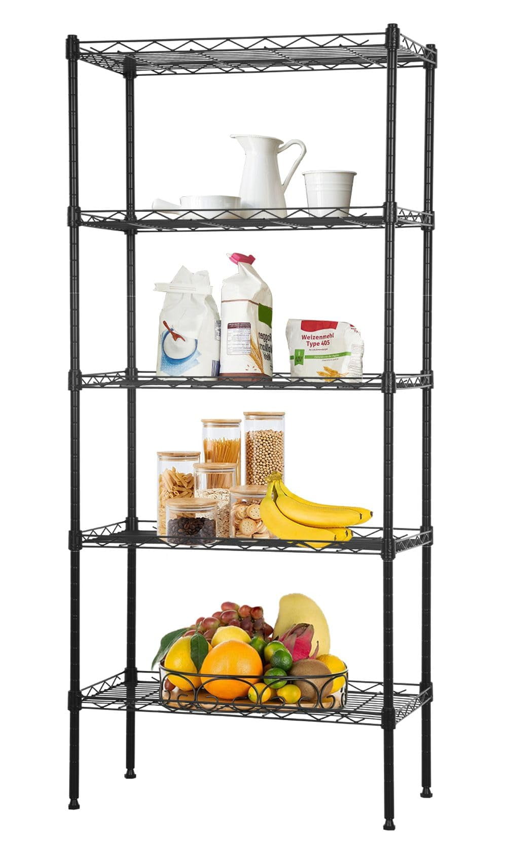 5-Tier Shelving Unit Adjustable Metal Shelves 48