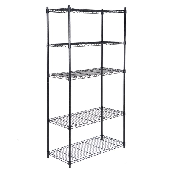 5 Tier Shelving Unit, Adjustable Storage Shelves with Wheels, Wire Shelving, 400 lbs Capacity per Shelf, Max 2000 lbs Total for Laundry, Garage, Plant, 29.7(L)x14"(W)x60"(H), Black