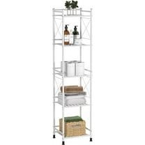 5 Tier Shelving Unit, Freestanding Bathroom Storage Shelves, Metal Heavy Duty Storage Rack Shelf for Small Space Kitchen Balcony Office, Silver Gray