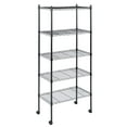 thumbnail image 1 of 5-Tier Shelving Units Adjustable,Wire Shelf with 1000 lbs Capacity with Wheels & Leveling Feet,Black, 1 of 6