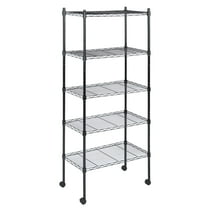 5-Tier Shelving Units Adjustable,Wire Shelf with 1000 lbs Capacity with Wheels & Leveling Feet,Black