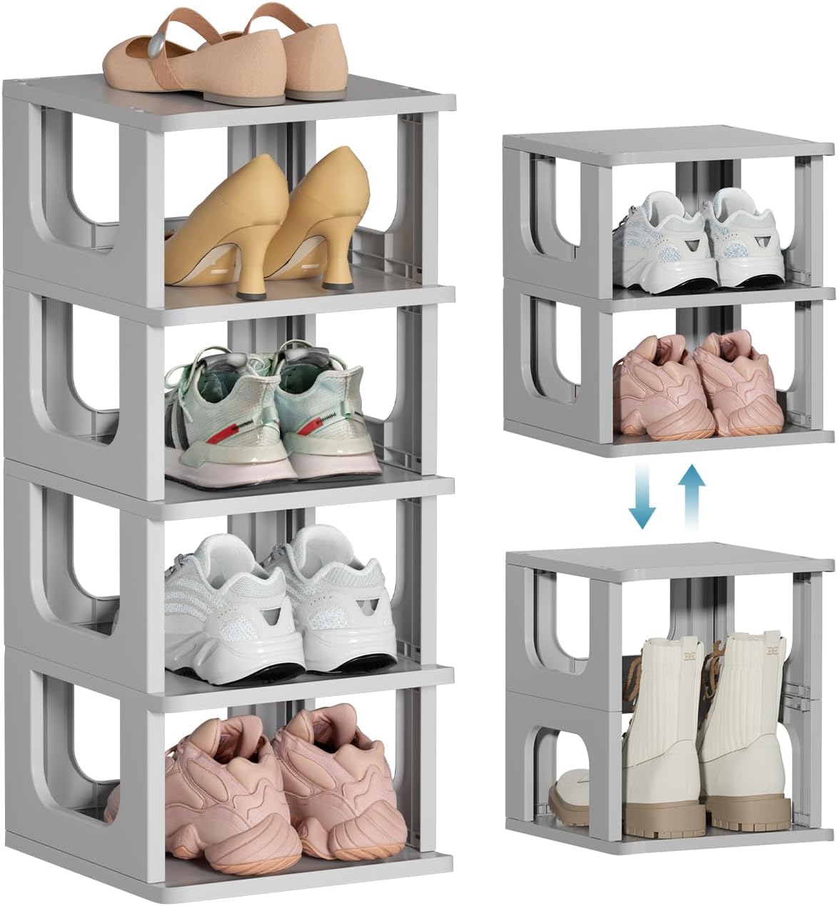 Nicewell Vertical Shoe Rack for Small Spaces, 9Tiers Narrow Shoe Shelf Closet Organizers and
