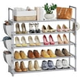 thumbnail image 1 of 5-Tier Shoe Rack with Hook & Side Pocket – Space Saving Organizer for 20–25 Pairs, Sturdy Free Standing Shoe Shelf for Closet, Entryway, Small Spaces, 1 of 13