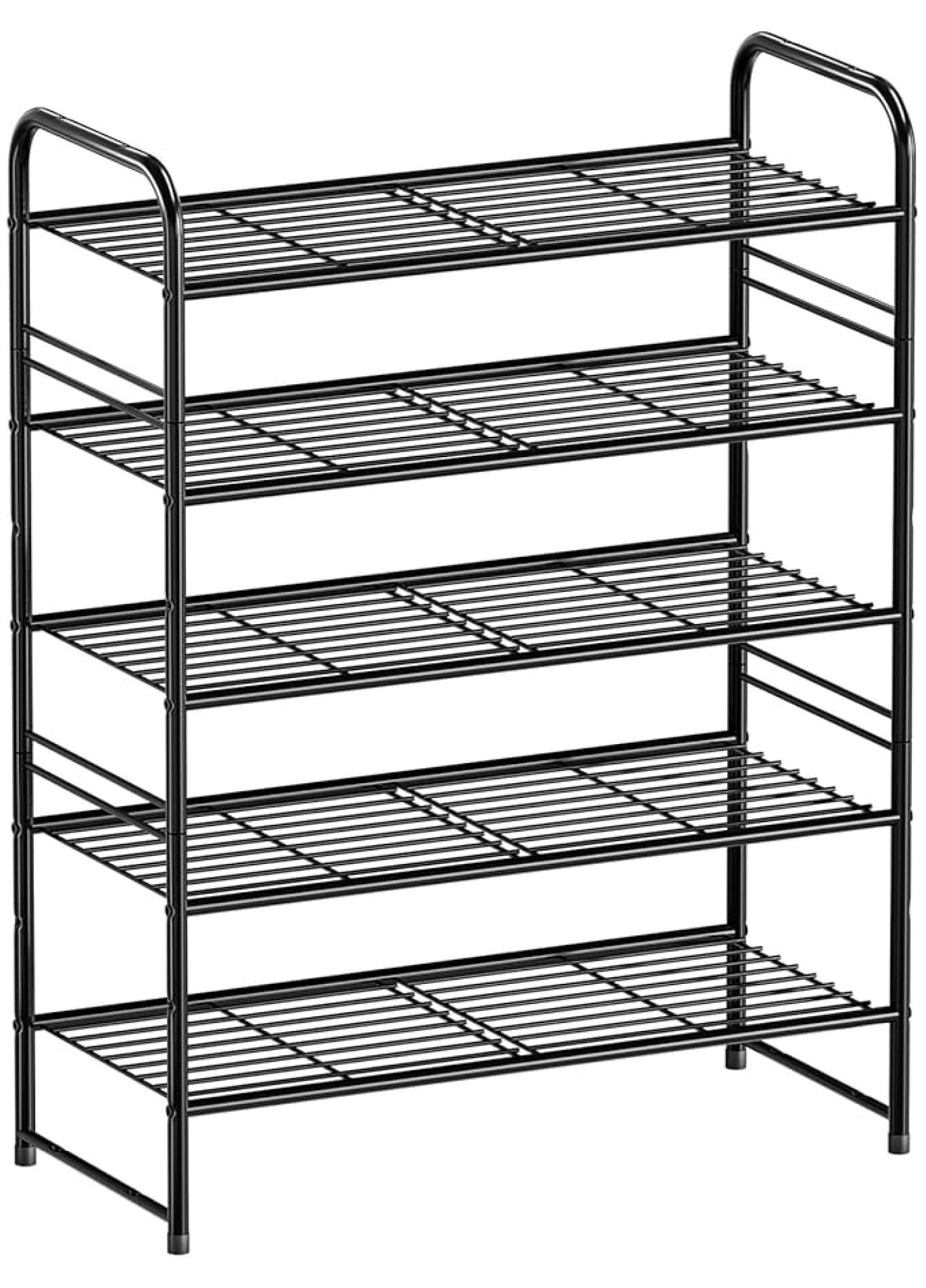 5 Tier Shoe Rack - Metal Shoe Organizer, Heavy Duty Stackable Shoe ...