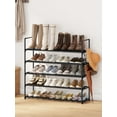thumbnail image 1 of 5-Tier Shoe Rack with Hooks, ONE PIX Metal Shoe Organizer Holds 20-25 Pairs, Stackable Storage Shelf for Entryway, Closet, Bathroom, Black, 1 of 10
