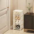 thumbnail image 1 of 5-Tier Shoe Rack Organizer | Stackable Space-Saving Storage Shelf for Entryway, Dorm & Home | White Plastic Multi-Layer Cabinet for Shoes & Slippers, 1 of 6