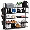 thumbnail image 1 of Behome 5-Tier Metal Shoe Rack, Shoe Rack Storage Organizer with Side Pocket, Shoe Shelf for Entryway, Closet, Bedroom, Living Room, Black, 1 of 6