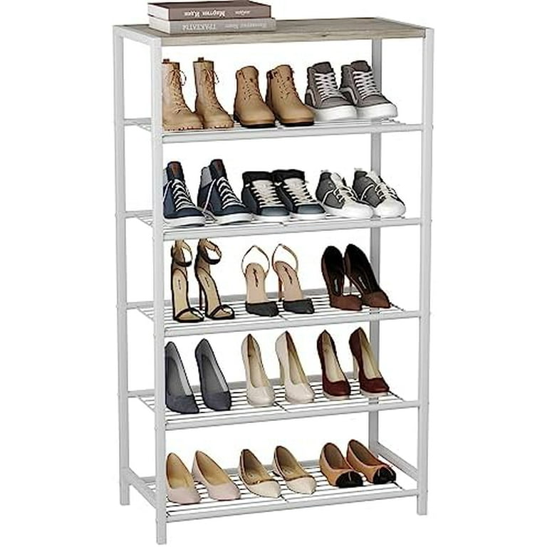 5-Tier Shoe Rack, Shoe Storage Shelf with MDF Top Board, Shoe Rack