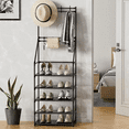 thumbnail image 1 of 5-Tier Shoe Rack Shoe Storage for Entryway,Narrow Shoe Rack,Coat and Shoe Rack with 8 Hooks, 1 of 8