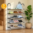 thumbnail image 1 of 5-Tier Shoe Storage Organizer, Multifunctional Metal Shoe Rack for Entryway, Easy-to-Assemble, Silver and Black, 1 of 11