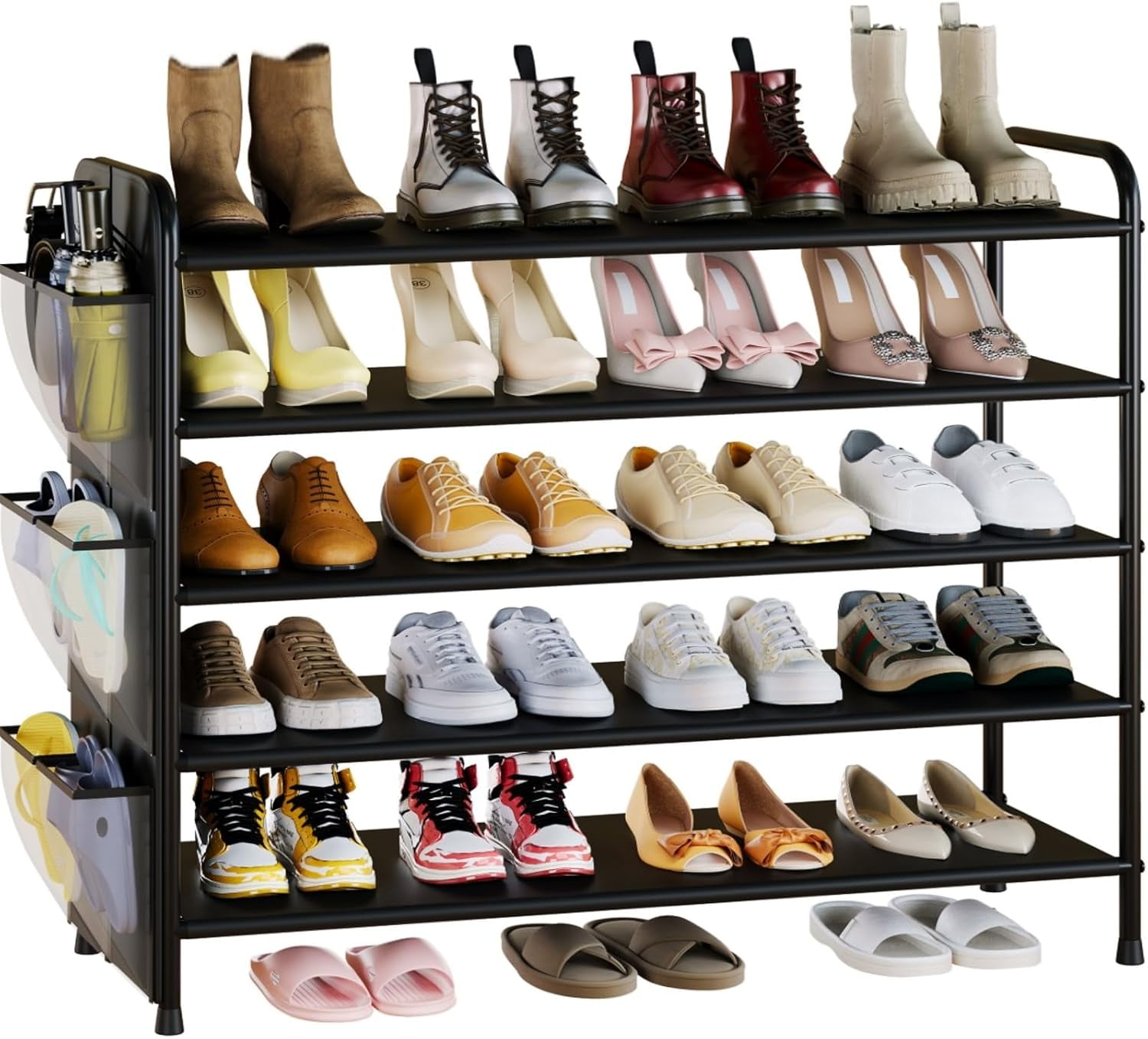 5 Tier Shoe Rack Storage for 20-25 Pairs, Metal Shoe Organizer for ...