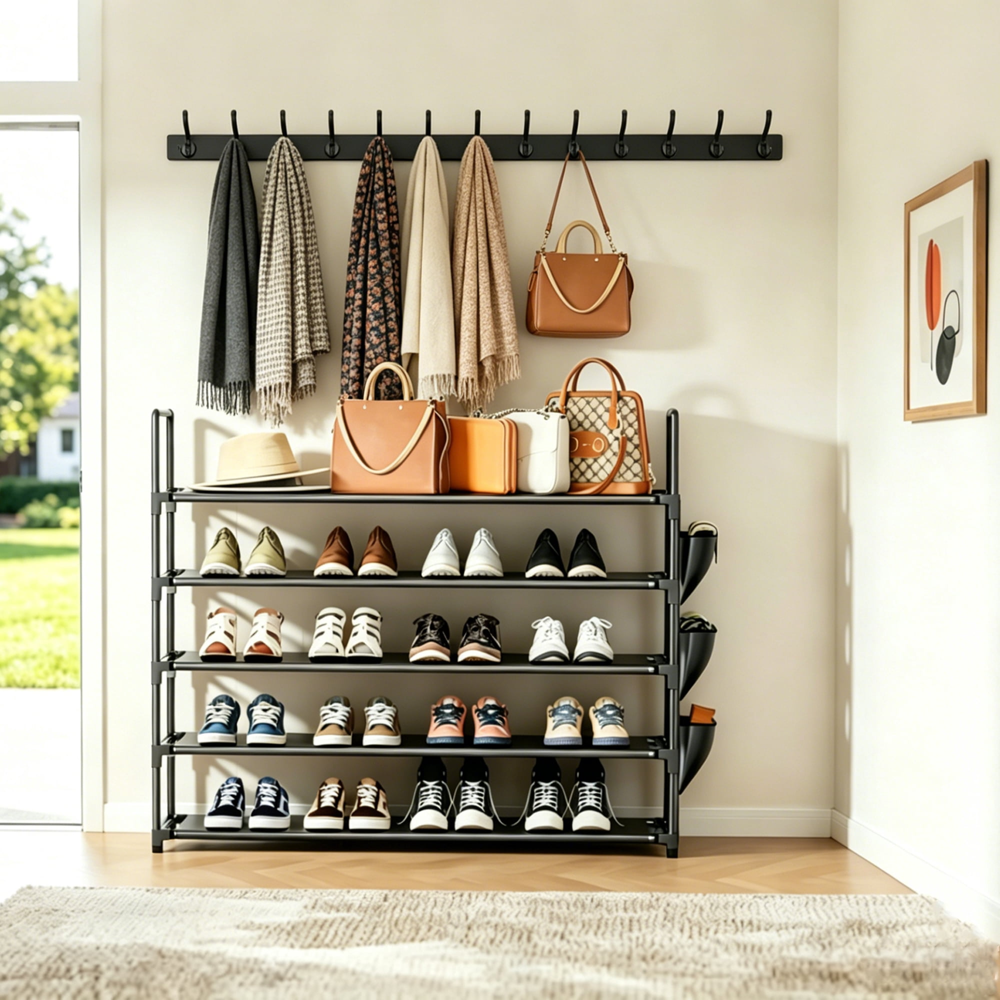 Whitmor Over-the-Door Shoe Rack - 36 Pair, 12-Tier, White Steel