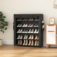 thumbnail image 1 of 5 Tier Shoe  with Cover - Large Storage for 20-24 Pairs, Space Saving Vertical Organizer for Closet, Front Door, Dorm, Garage, 1 of 7
