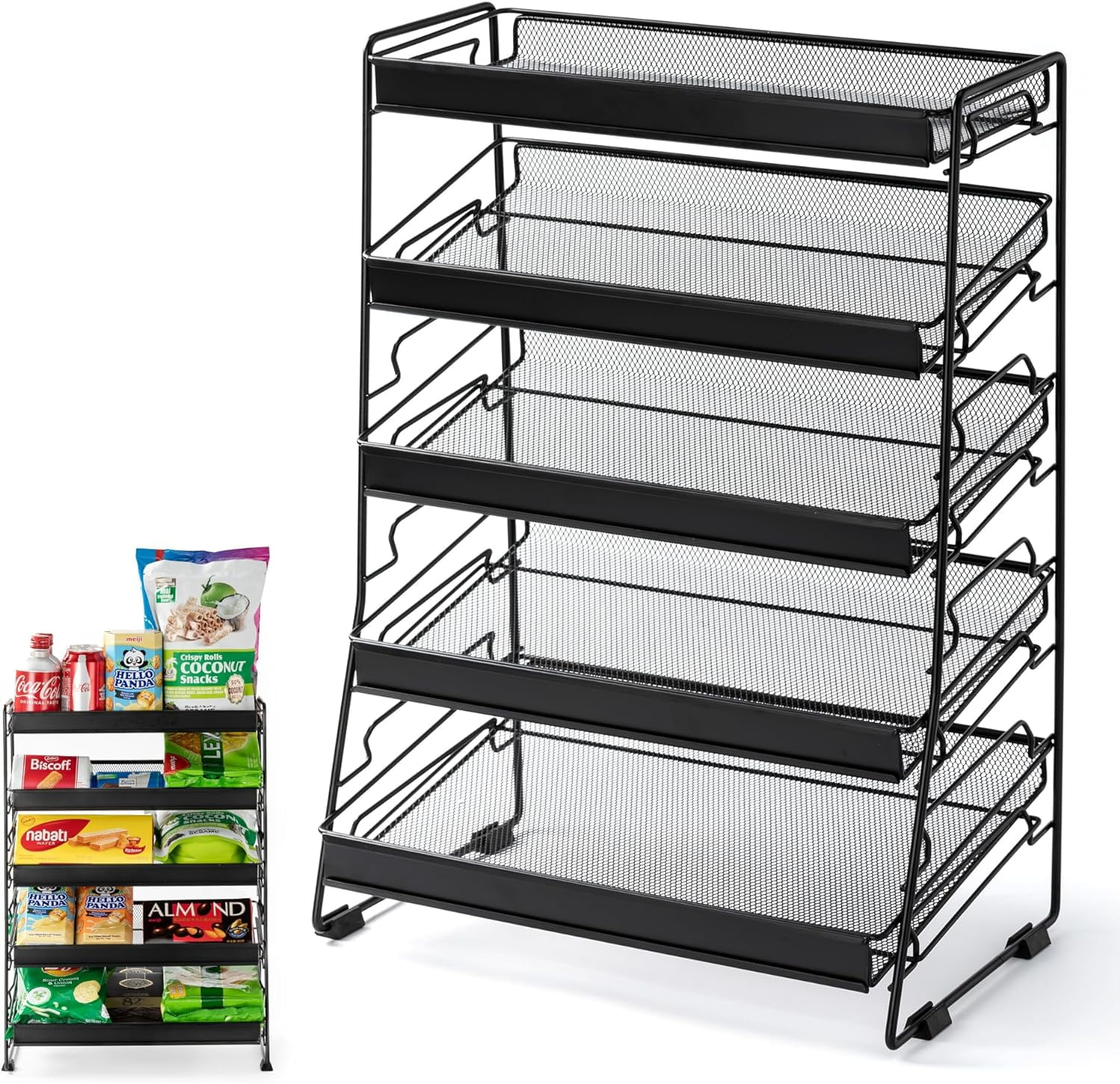 5 Tier Snack Organizer Candy Display Rack for Countertop Snack Rack ...
