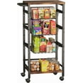 thumbnail image 1 of 5-Tier Snack Organizer Cart with 3 Height Adjustable Pull-Out Baskets and 2 Storage Shelves, Utility Kitchen Organizer and Storage Cart with Convenient Handle for Fruit Potato Onion Vegetable Snack, 1 of 7
