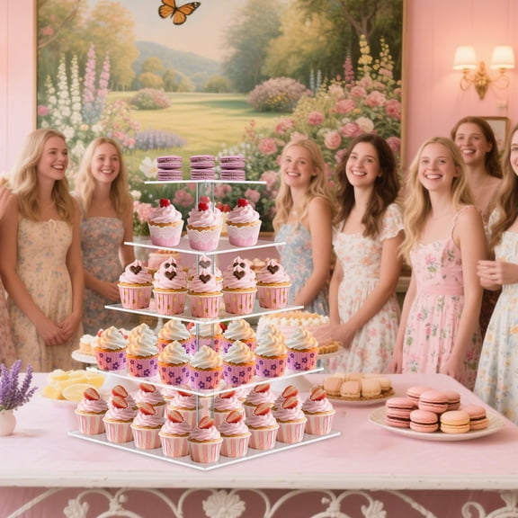 5 Tier Square Cupcake Tree Tower Display Stand For Pastry Wedding Birthday Party
