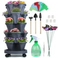 thumbnail image 1 of 5 Tier Stackable Planter Vertical Garden With Accessories for Vegetables, Flowers, Herbs, Succulents- Dark Gray, 1 of 6